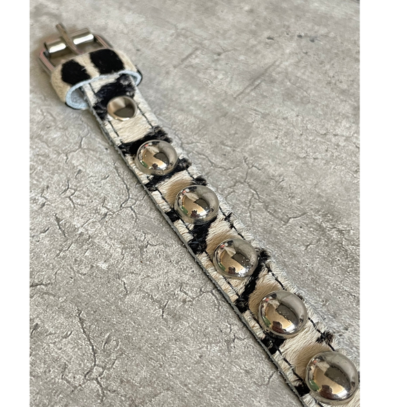 Pulsera Cinta Zebra Esferas Plata