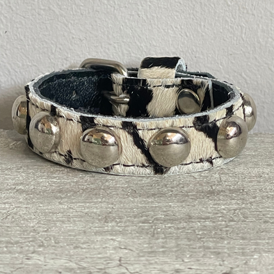 Pulsera Cinta Zebra Esferas Plata