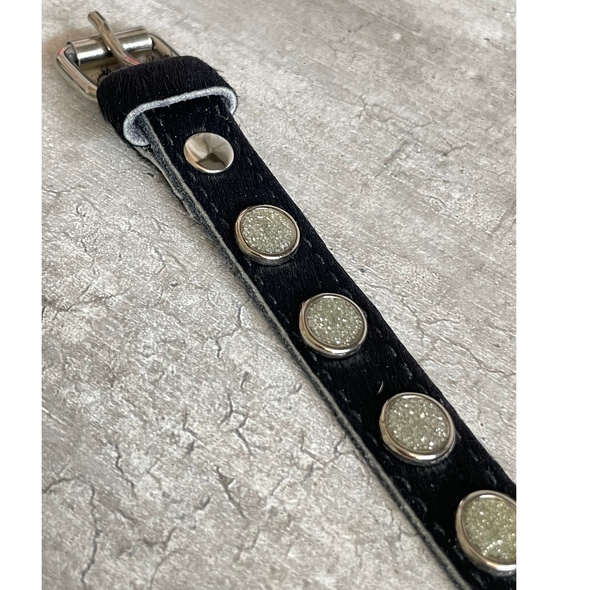 Pulsera Cinta Negra Pelos Brillos